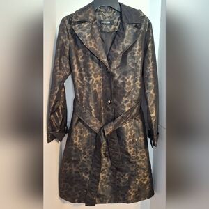 Ellen Tracy Black Leopard Trench Coat